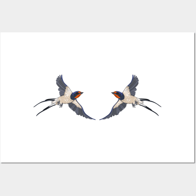 Swallow twins Wall Art by Naty Design Prague